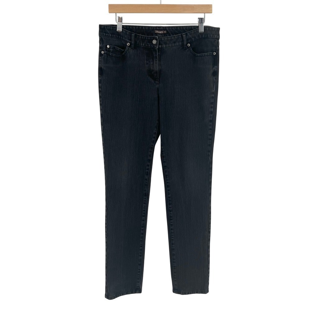 J. McLaughlin Womens Skinny Jeans Size 10 Faded Black Denim Mid Rise Preppy Slim